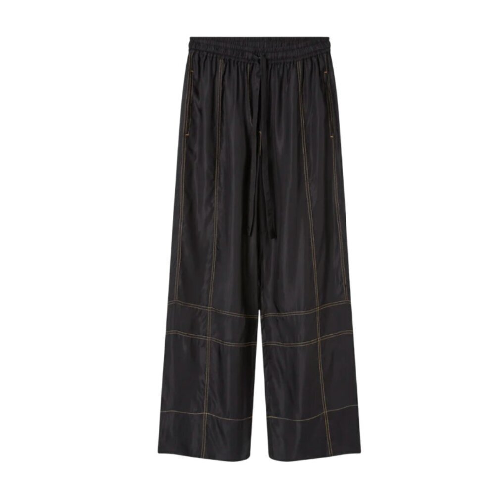 Lee Mathews Kline Pants Womens 0 XS Black High Rise Elastic Waist Wide Leg Boho